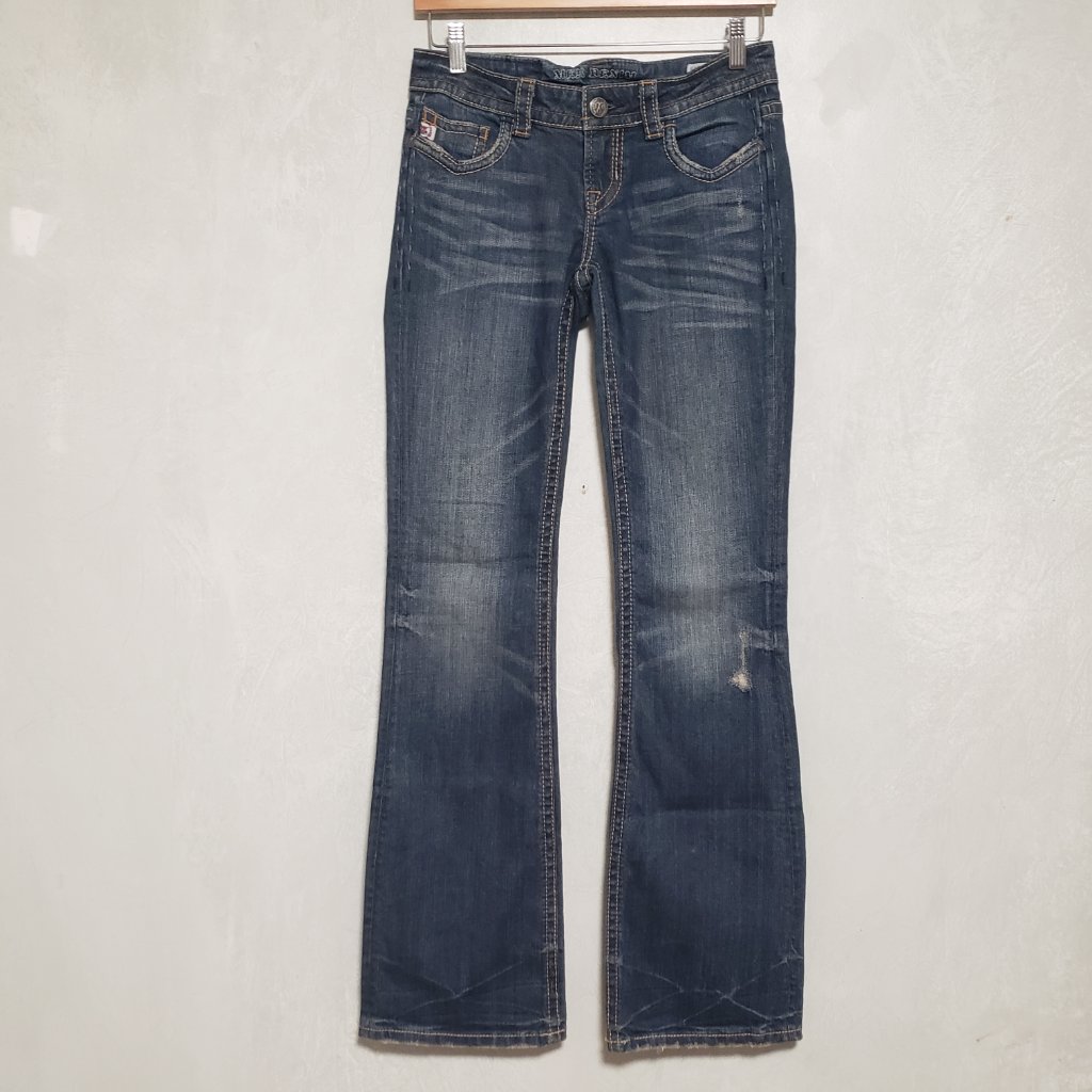 Mek Denim Huntington Distressed Flap Pocket Bootcut Jeans